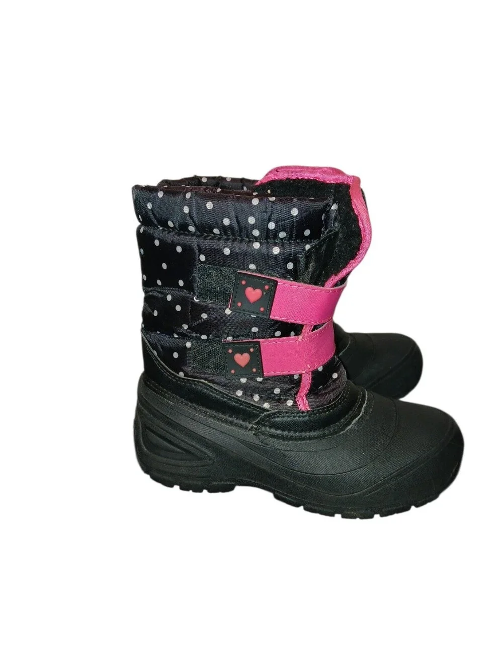 Girls Waterproof Winter Snow Boots - Black with Pink Accents